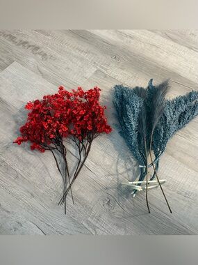 Red and Teal Faux Dried Floral Bundle - Home Accents